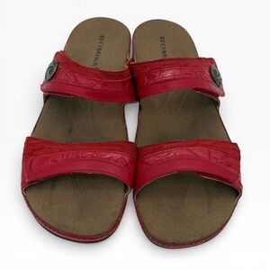 Romika Red Leather Comfort‎ Slide Sandals Women's EU 38 US 7.5-8